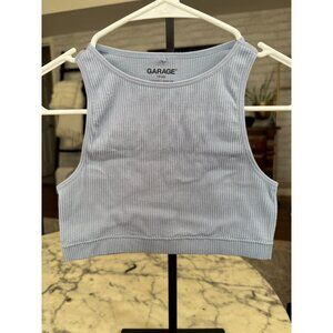 Garage Blue Ribbed Crop Top Womens Size XS